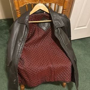 Round tree Large Leather coat